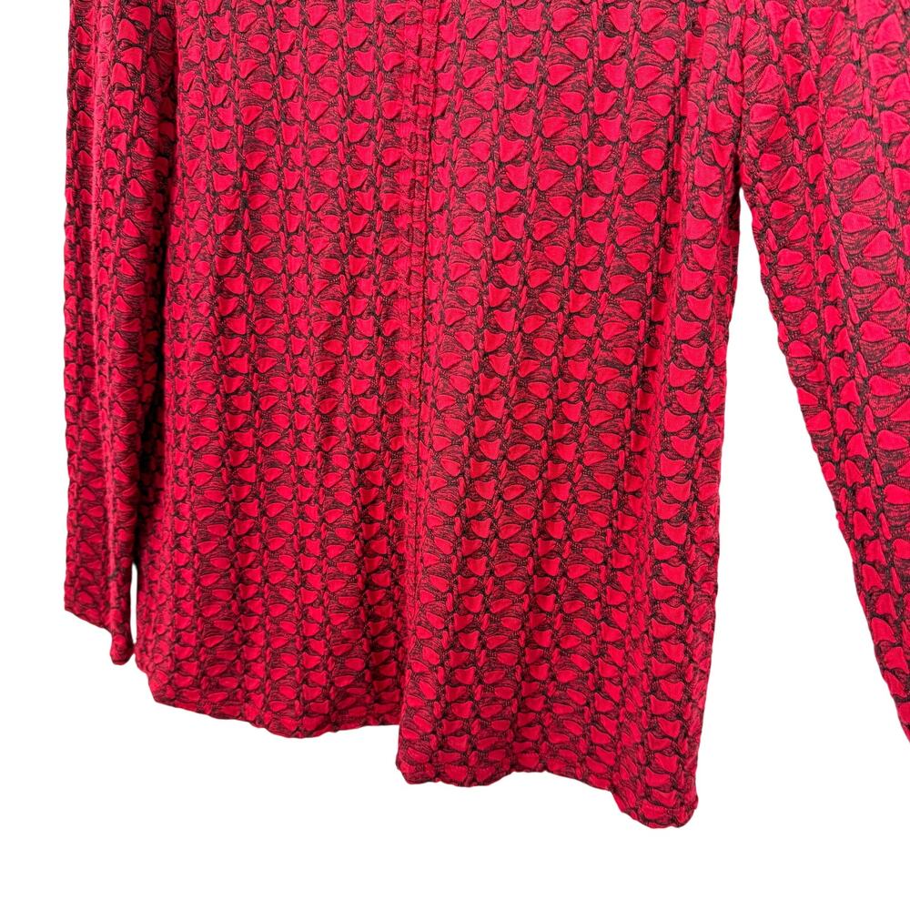 Habitat Sz Medium Red Wearable Art to Wear Artsy Blouse Shirt Top Christmas - Picture 6 of 8
